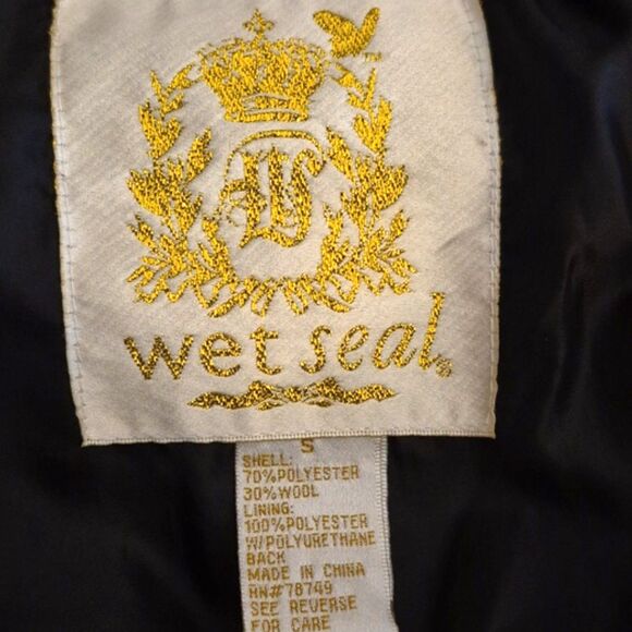 Vtg Y2K Wet Seal Plaid Peacoat S Wool Blend Belted Red Preppy Mall Goth Coat - Picture 6 of 10